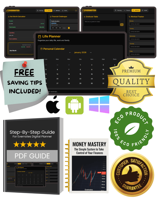 Evernotes Digital Planner | Finance & Wellness Bundle